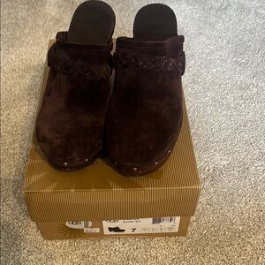 UGG Women's Brown Suede Clogs